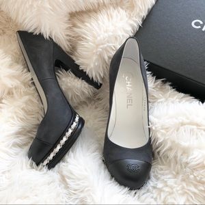 Chanel platform chain link heels